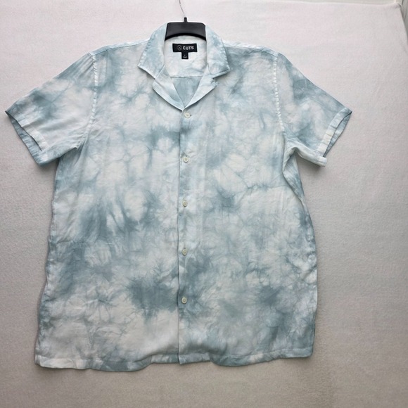 Cuts Hyerloop Tie Dyed Short Sleeve Button Up Shirt Mens L‎ Loop Casual - Picture 2 of 7